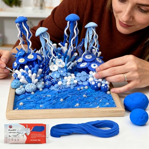 Air Dry Clay Lightweight, Flexible Modeling Clay for Adults Arts and Crafts | Professional & Moldable, Soft & No-Stick, Polymer Clay for Sculpting, Molding,Anime Figures,Making Costumes,DIY Projects - color: Blue