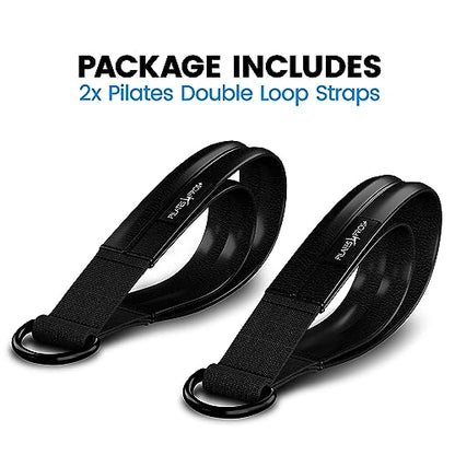 Vinyl Covered Double Loop Straps for Pilates Equipment - D-Ring Padded Fitness Straps for Studio & Home Gym Workouts