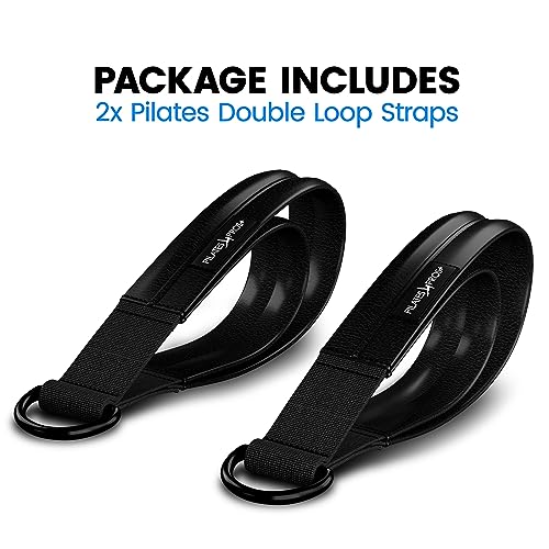 Vinyl Covered Double Loop Straps for Pilates Equipment - D-Ring Padded Fitness Straps for Studio & Home Gym Workouts