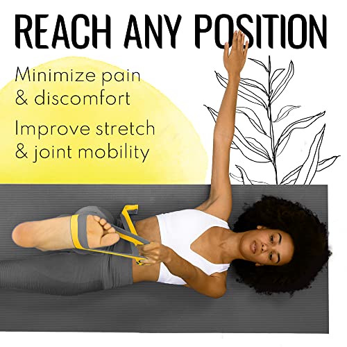 TECEUM 2 IN 1 Yoga & Mat Strap for Stretching – Cotton – 6/8/10 ft - color: Yellow Gray, size: 6 ft