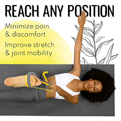 TECEUM 2 IN 1 Yoga & Mat Strap for Stretching – Cotton – 6/8/10 ft - color: Yellow Gray, size: 6 ft