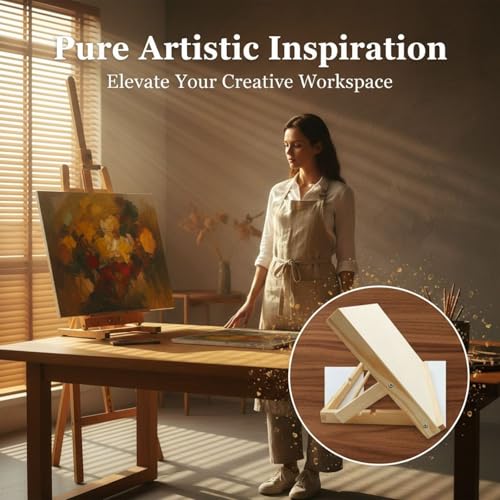2 Pcs Wooden Tabletop Easels, 9.1 x 3.5 x 13 in Portable Drafting Board for Desk Painting, Drawing, Reading, and Display, Wood Color