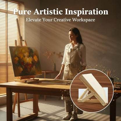 2 Pcs Wooden Tabletop Easels, 9.1 x 3.5 x 13 in Portable Drafting Board for Desk Painting, Drawing, Reading, and Display, Wood Color