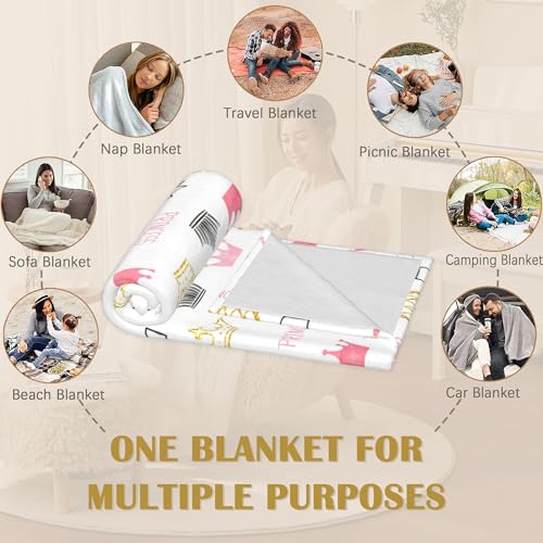 Pink Crown Blanket,Cute Soft Lightweight Throw Blanket for Sofa Couch Bed Room 50x60 inch - color: Crown