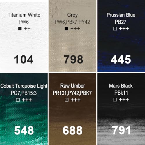 PHOENIX Dark Shades Oil Paint Stick - Set of 6 Liner Colors with White & Black 37ml Large Soft Water Soluable Oil Pastels for Artists - color: 6 Liner Colors