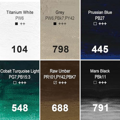 PHOENIX Dark Shades Oil Paint Stick - Set of 6 Liner Colors with White & Black 37ml Large Soft Water Soluable Oil Pastels for Artists - color: 6 Liner Colors