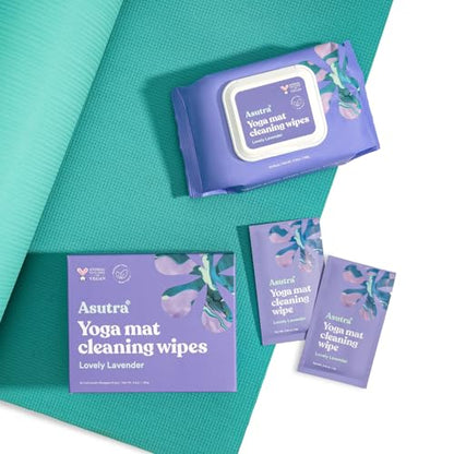 ASUTRA Yoga Mat Wipes (Lovely Lavender), Individually (1 Box = 30 Wipes) - size: 1 Box (Pack of 30)