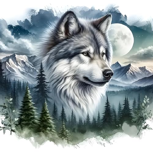 Shouruihua Wolf Diamond Painting Kits for Adults, Wolf Diamond Art Kits | Animal Gem Art, Diamond Dotz Kits, Diamond Dots, Wall Art, Adult Crafts, Full Round Drill Diamond Painting Kits, 11.8x11.8 in - color: Wolf