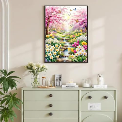 igoodom Diamond Art Kits for Adults, DIY Blossom River Path Wall Decor | Diamond Painting Kit - Sparkling Full Drill Design Perfect for Home Decor, Holiday Gifting, And Relaxing Crafting 12x16inch - color: MZ2925, size: 11.8x15.7in(30x40cm)