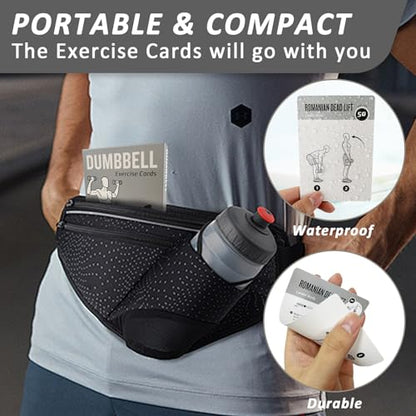 Dumbbell Workout Cards, 62 Large 5"x3.5" Exercise Cards for Home & Gym, Strength Training, Muscle Building, Beginner Fitness Guide, Fitness Cards for Men & Women - style: Dumbbell