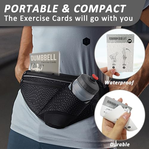 Dumbbell Workout Cards, 62 Large 5"x3.5" Exercise Cards for Home & Gym, Strength Training, Muscle Building, Beginner Fitness Guide, Fitness Cards for Men & Women - style: Dumbbell