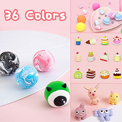 Xuyyicao 36 Colors Air Dry Clay,Magic Modeling Clay with Tools,Ultra Light DIY Modeling Clay for Kids,Children,DIY Crafts,Creative Art Crafts - color: 36-Colors