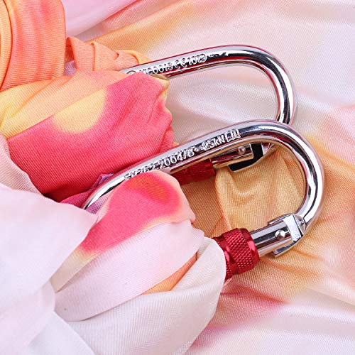 Aerial Silks 13 Yards Hardware Kit Medium stretch Aerial Yoga Hammock Acrobatics- Include Carabiners,Rescue 8,Swivel, Height Adjustment Strap, Portable Storage (Petal)