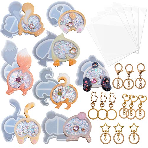 FUNSHOWCASE Animal Butt Resin Shaker Molds Set Keychain Charms Pendant Jewelry Making Supplies 25-Count, Silicone Trays, Seal Films, Key Chains - color: Animal Butt Craft Pack of 25