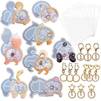 FUNSHOWCASE Animal Butt Resin Shaker Molds Set Keychain Charms Pendant Jewelry Making Supplies 25-Count, Silicone Trays, Seal Films, Key Chains - color: Animal Butt Craft Pack of 25