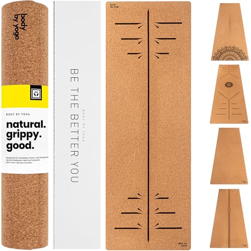 Luxury Cork Yoga Mat - Non Slip, Extra Thick Grip. Thicker, Longer, and Wider for More Comfort and Support. Tough Enough For Hot Yoga. Natural, Non Toxic, and Eco Friendly. Optional Alignment Lines. - color: Warrior