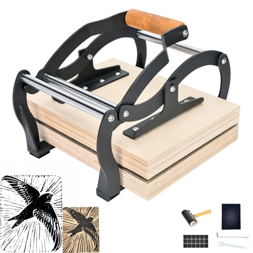 TOPOWN Linocut Printing Hand Lever Press Machine, Linocut Press Machine | A4, Black, For Linocut/Woodcut/Rubber Relief, Adjustable Print Thickness, Suitable for Beginners and Studios, Well-Built - color: Black