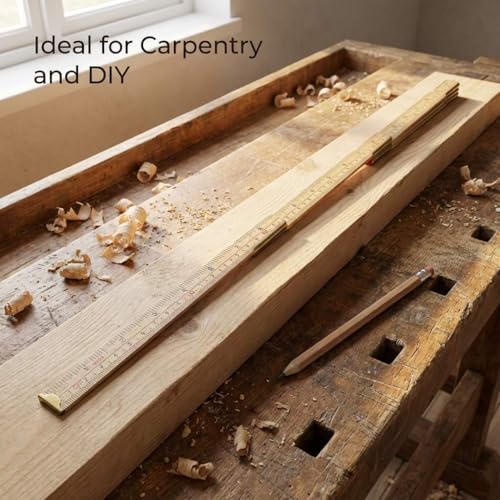 QWORK Folding Wood Rule, 6 FT 6 Inch Foldable Ruler with US and Metric Measurements for Carpenters