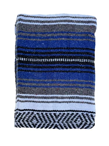 Baja Authentic Mexican Falsa Blanket, Royal Blue - color: Royal Blue