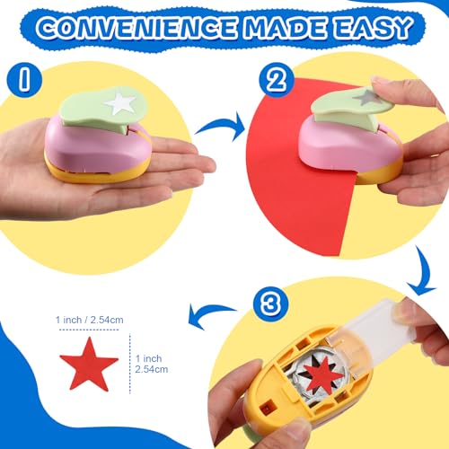 Harloon 10 Pcs Craft Hole Punch Shapes 1 Inch Paper Punch Hole Mix Shapes Cutters for Paper Crafting Scrapbooking Office Supplies(Classic) - style: Classic