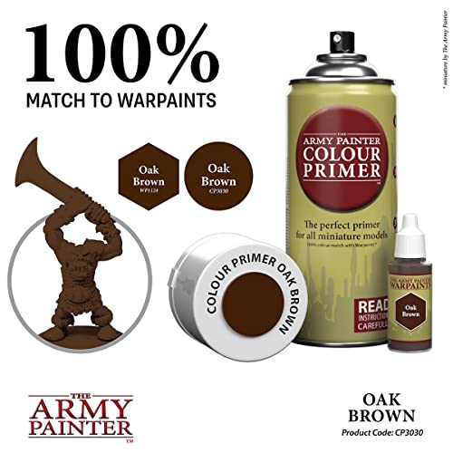The Army Painter, Colour Primer Oak Brown, 400 ml acrylic spray | Spray Paint Basecoat for Miniature Model Undercoat Priming, Plastic Wargames, DnD & Warhammer - color: Oak Brown
