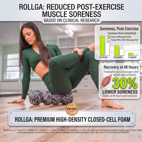 Rollga - High Density Foam Roller for Exercise & Back Pain, 18 inches - color: Blue