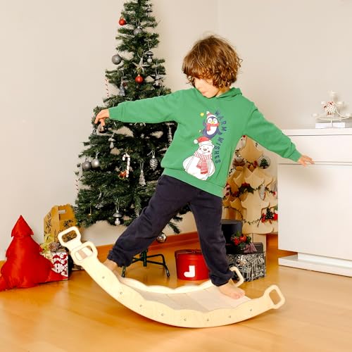 Wooden Balance Board | Seesaw balance board | Babies Montessori Toys Wobble Board Children and Adults | Balancing Children Wooden Toys | Wobble Board Balance | Wooden Seesaw Balancing Board Montessori Toy from 3 years Yoga Board Balance Training - color:
