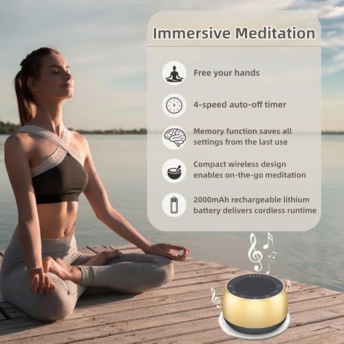 Cordless Automatic Tibetan Singing Bowl,256HZ-432HZ-528HZ 9 Tones 4-Speed Auto-Off Timer,Full Touch Glow Buttons,2000mAh Battery,Deep Ethereal Sound,Yoga,Meditation,Stress Relief (Gold) - color: Gold