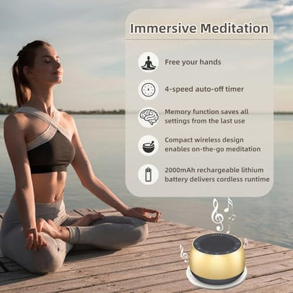 Cordless Automatic Tibetan Singing Bowl,256HZ-432HZ-528HZ 9 Tones 4-Speed Auto-Off Timer,Full Touch Glow Buttons,2000mAh Battery,Deep Ethereal Sound,Yoga,Meditation,Stress Relief (Gold) - color: Gold