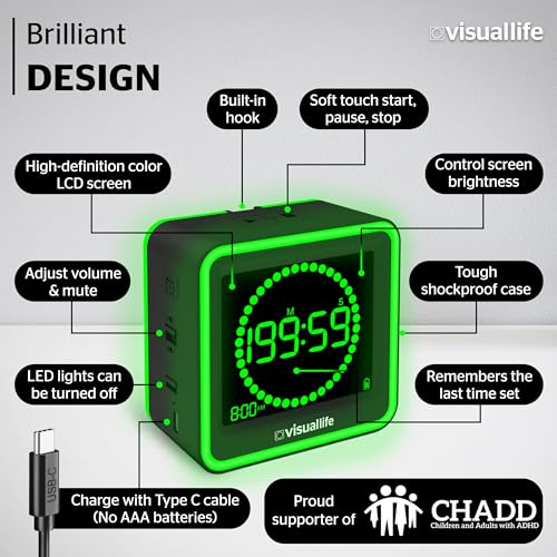 Visual Life Timer for Kids, Adults, ADHD, Autism & Dyslexia - New Timed Color Cues Anchor Focus, Track Progress & Guide Transitions - for Home, Teacher Classrooms, Homeschool, Business & Groups