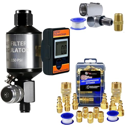 Air Regulator, Swivel Fitting & 15-PC Quick Connect Kit Bundle