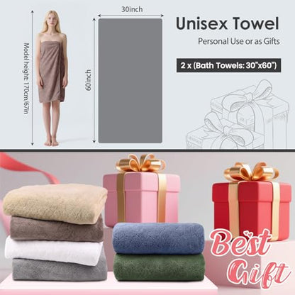 JML Microfiber Bath Towels, 2 Pack, 30 in x 60 in, Chocolate - color: Chocolate, size: 2 Pack (30 in x 60 in)