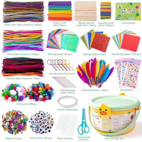 Sundaymot Kids Arts and Crafts Set 2000+ Piece DIY Craft Supplies Kit | with Assorted school supplies Accessories for Boys & Girls Ages 6-12, School Classroom Projects, Gifts for Boys and Girls