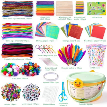 Sundaymot Kids Arts and Crafts Set 2000+ Piece DIY Craft Supplies Kit | with Assorted school supplies Accessories for Boys & Girls Ages 6-12, School Classroom Projects, Gifts for Boys and Girls