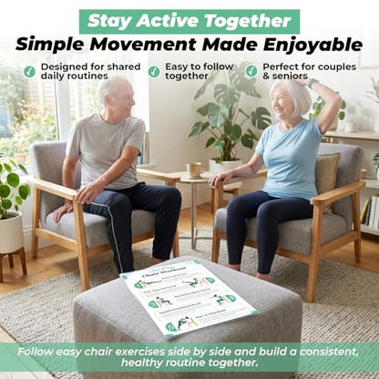 Chair Yoga Chart for Seniors & Beginners, Set of 6 Waterproof Laminated Posters, 3 Plans & 3 Routines of Gentle Seated Exercises for Stiffness, Joint Pain & Stress Relief, Easy 30-Day Challenge Guide