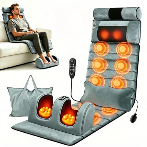 Full Body Massage Mat with Heat, Detachable Neck Massager Foot Massager - size: 76.38x20.47x5.9in
