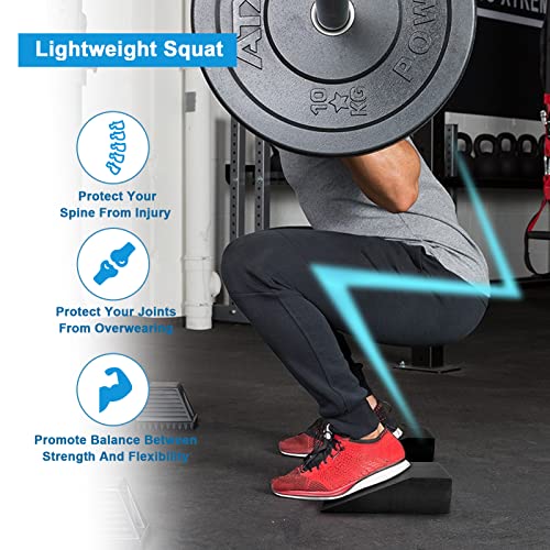 2 Pack Squat Wedge Blocks,Non Slip Professional Squat Ramp for Heel Elevated Squats Calf Raises Platform, Calf Stretcher, Balance, Pushup, Yoga Wrist Support, Pilates, Squat, Riser Block
