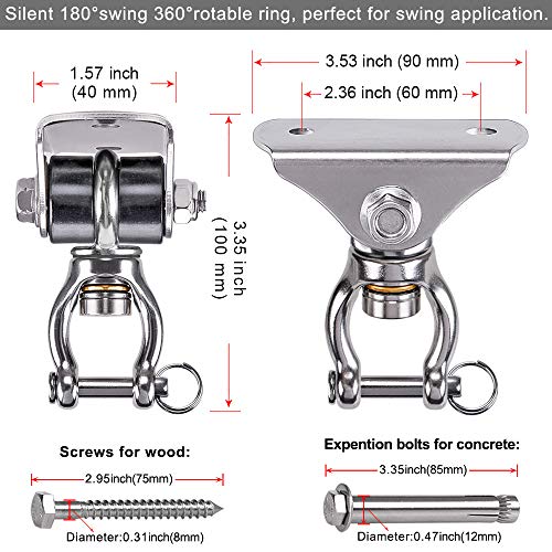 SELEWARE Silent Swing Hanger Heavy Duty Bearing Swing Hooks 1 Pack - color: Multi ( 1 Pack 360° Bearing Swing Hanger )