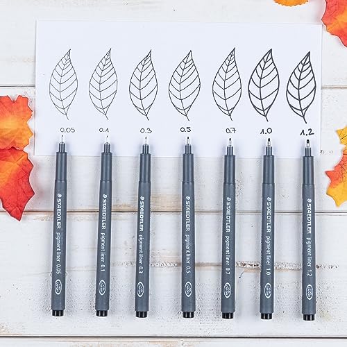 STAEDTLER 308 Pigment Liner Fineliner Pen - Ideal for Writing, Sketching, Technical Drawing, Marking Out - Black Ink - In Envelope Gift Packaging - 0.5mm Fine Nib Size - Pack of 3