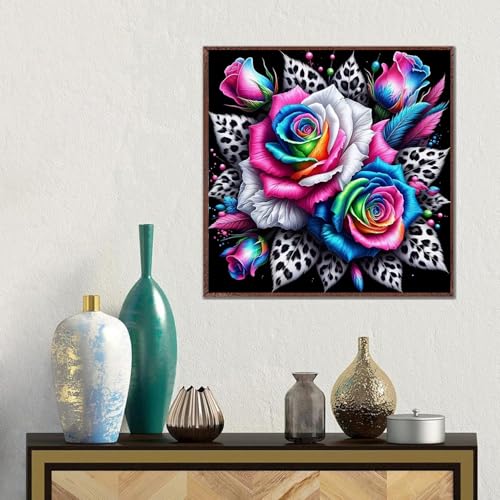 KTHOFCY 5D DIY Colorful Flower Diamond Painting Kits for Adults,Flower Floral Full Drill Embroidery Cross Stitch Crystal Rhinestone Paintings Pictures Arts Wall Decor Painting Dots Kits 11.8X11.8 inch