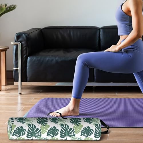 Yoga Mat Bag for Women & Men Full-Zip Yoga Mat Carrier Bag for Class Workout Park with Adjustable Strap - color: Green Palm Leaf