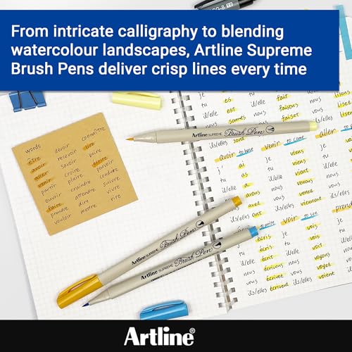 Artline SUPREME Brush Pens | AP Certified Safe for Kids | Blur Resistant Ink | EPFS-F | Flexible Brush Nib Creates Unique Wide & Fine Lines | Assorted Botanical 7-Pack - size: 7-Pack Botanical
