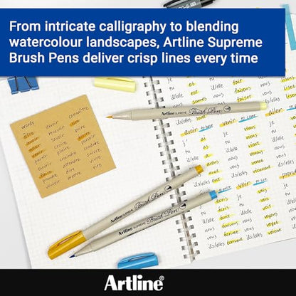 Artline SUPREME Brush Pens | AP Certified Safe for Kids | Blur Resistant Ink | EPFS-F | Flexible Brush Nib Creates Unique Wide & Fine Lines | Assorted Botanical 7-Pack - size: 7-Pack Botanical