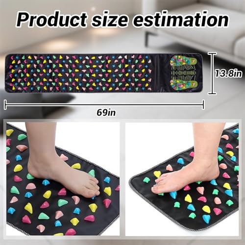 Foot Massage Mat,Acupressure Mats, Reflexology Mat for Pain and Stress Relief, Relaxation, Ideal for Elderly, Students, Office Workers, 68.9 x 13.78 Inches