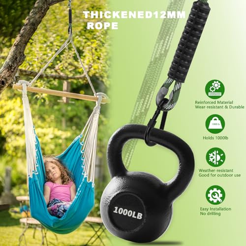 Heavy Duty Tree Swing Ropes, Hammock Tree Straps Hanging Kit, for Outdoor Swings Hammock Playground Set Accessories (7ft,85",Green,2Pack) - size: 7FT-2Pack