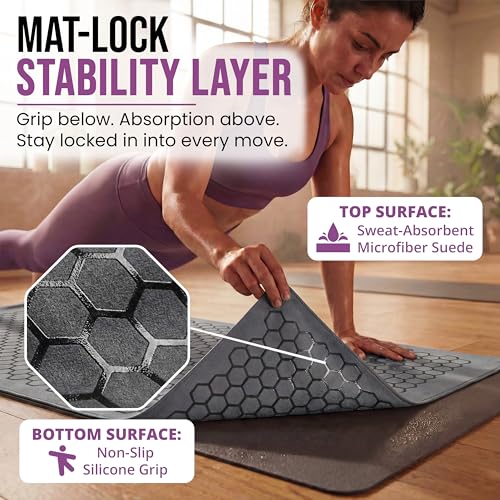 Clever Yoga Hot Yoga Mat Towel – Non-Slip Grip for Hot Yoga, Sweat Absorbent, Honeycomb Silicone Grip, Stays Flat – Ideal for Pilates, Travel, Washable & Lightweight - Gray - color: Gray