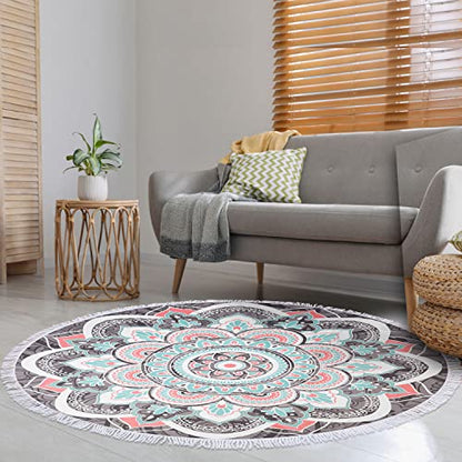 LIVILAN Round Boho Bohemian Mandala Beach Towel,Thick Microfiber Cute Circular Quick Drying Sand Free Beach Towel, Circle Towel Hippie Gifts for Women, 59 inches Madiation Tapestry with Tassels - color: Mandala Beach Towel