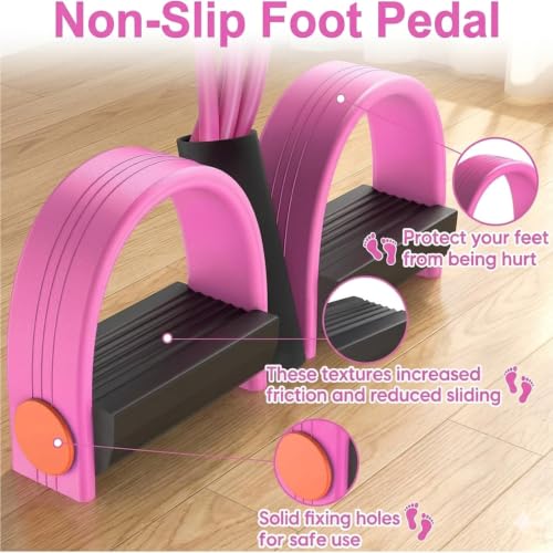 Multifunction Pedal Resistance Band with Handles, Pink | 6-Tube Natural Rubber Elastic Yoga Pedal Puller for Home Workouts, Full-Body, Core Strength, Arm Training and Leg Exercises