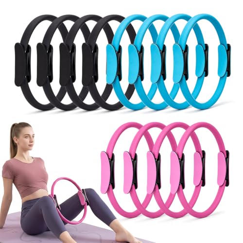 12 Pack Pilates Accessories for Women, 15 Inch Pilates Ring Magic Circle for Home Gym Essentials, Yoga & Pilates Equipment for Beginners Ab Trainer and Butt, Core, Leg Workout Equipment.