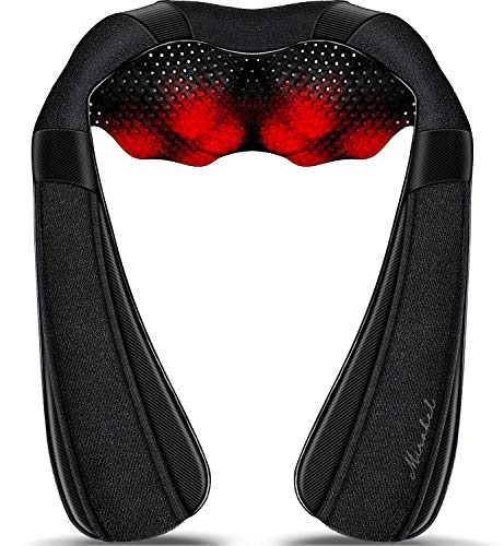Shiatsu Neck Back & Shoulder Massager with Heat for Pain Relief Deep Tissue | Christmas Ideal Gifts for Women Men Mom Dad, Wife Husband, Him Her, Fathers Day, Mothers Day, Birthday Gift (NOT Cordless) - color: Black